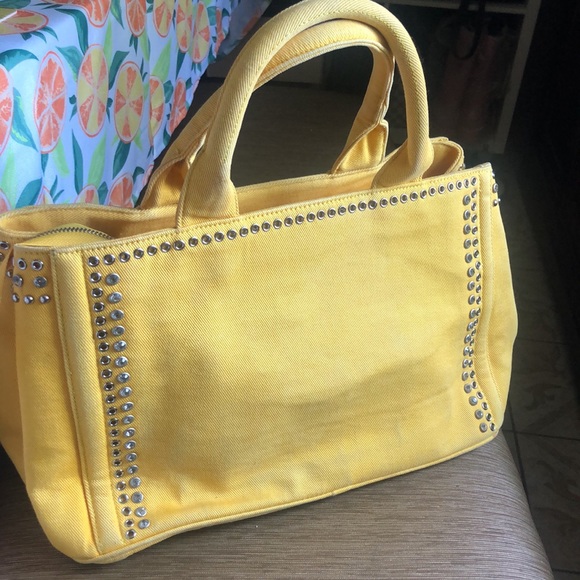 Prada Canapa Denim Yellow tote - Picture 3 of 11